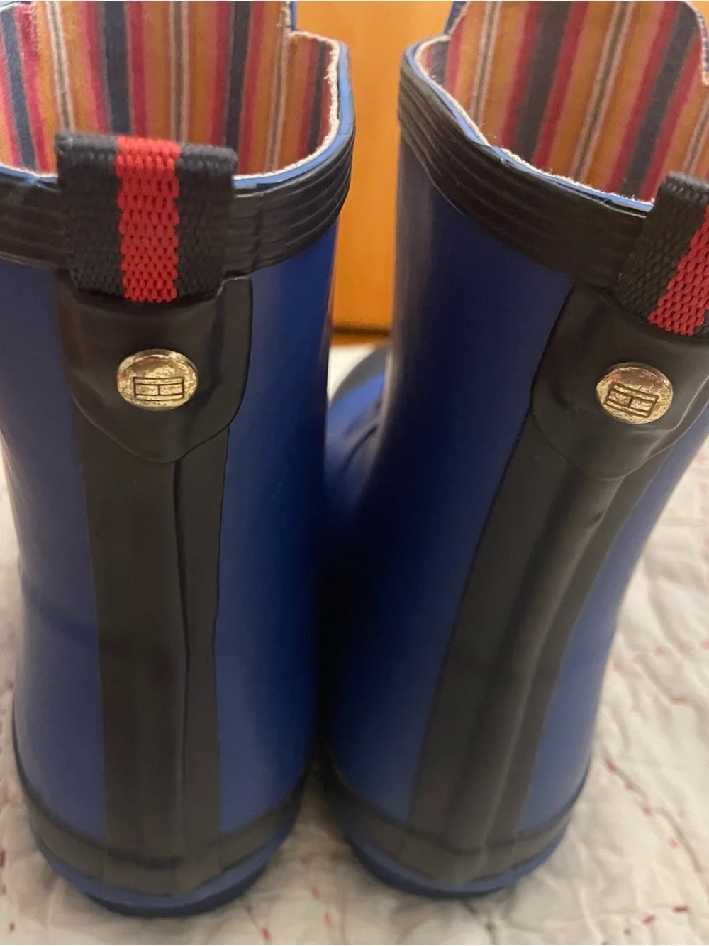 Hilfiger Blue Rain Boots with Multicolor Laces